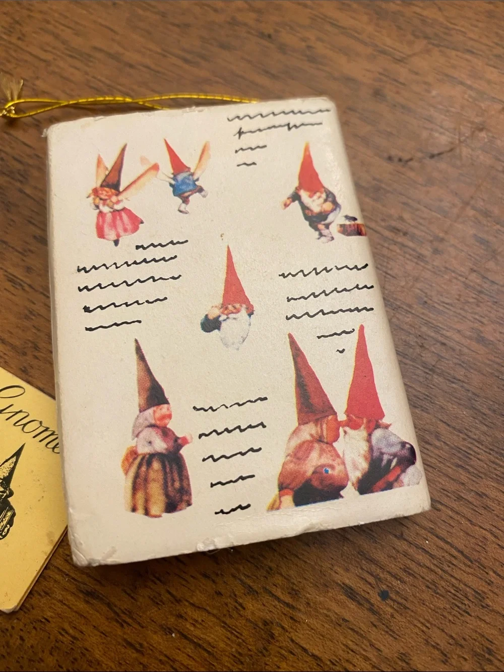 Vintage “Little Gnome Facts” Book Ornament with Tag